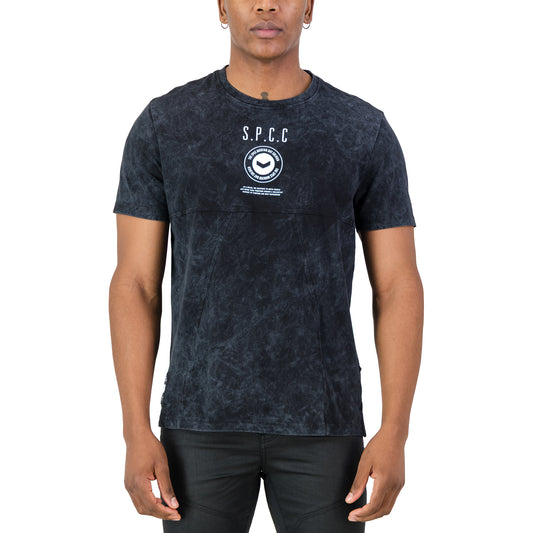 Rodgers Tee - Black showcasing utility-inspired design with bold panel lines and a statement print.