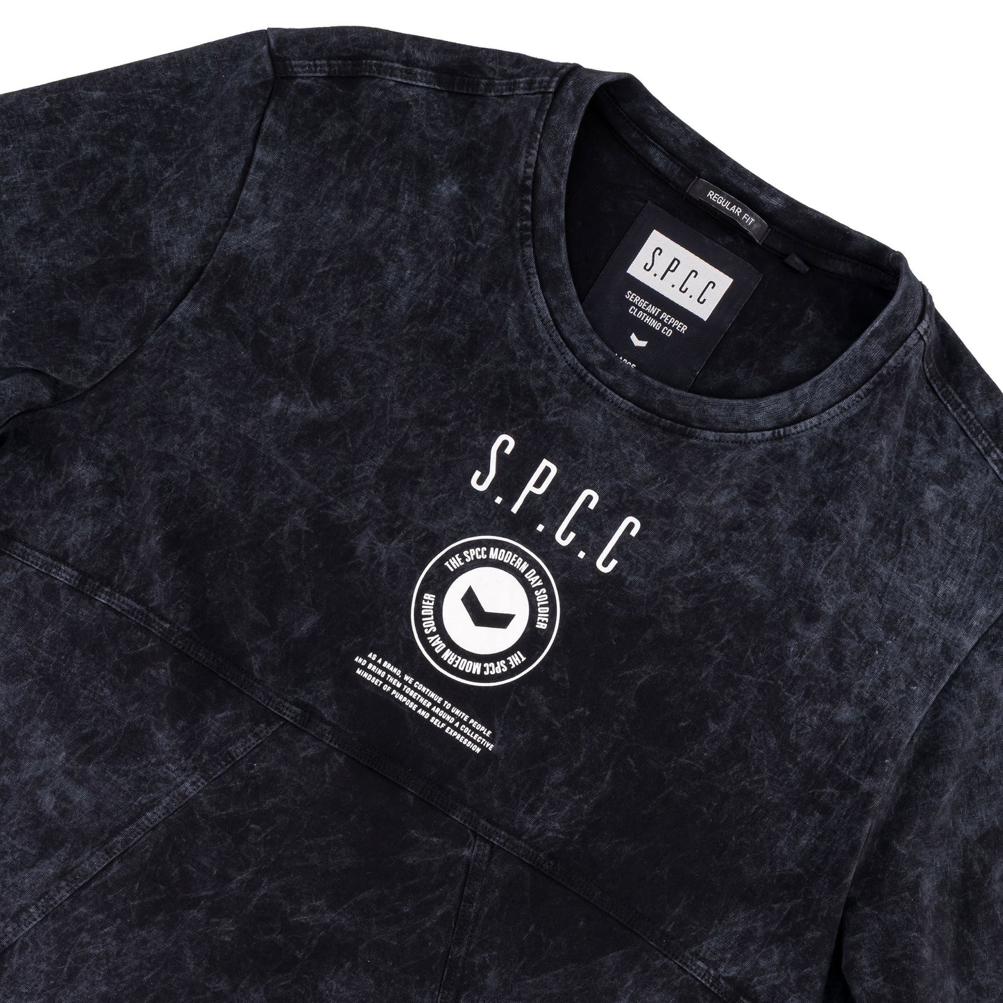 Rodgers Tee - Black featuring SPCC woven badge and bold panel line details on soft jersey fabric.