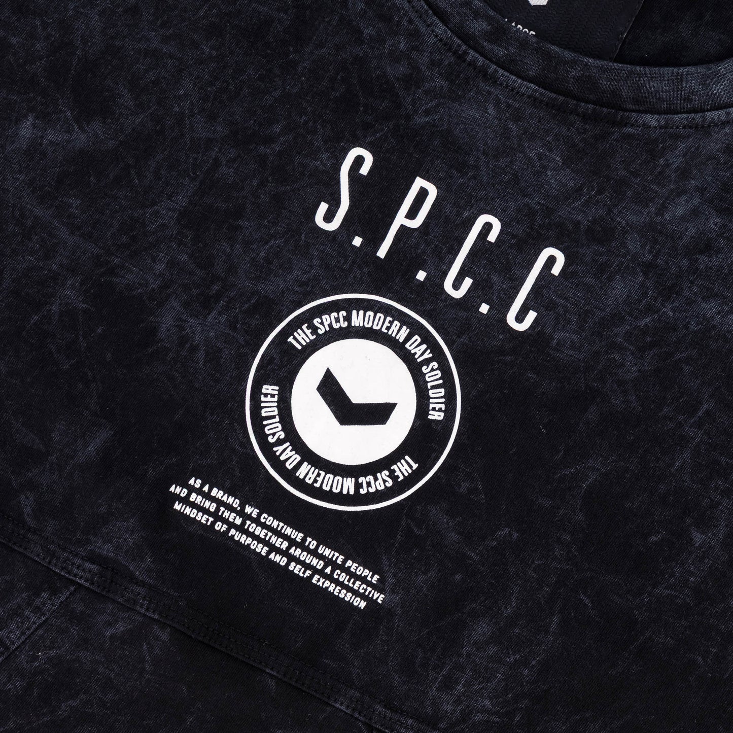 Rodgers Tee - Black featuring SPCC logo and unique lived-in feel design elements.