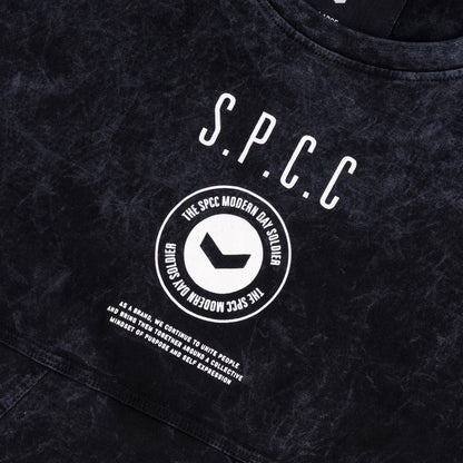 Rodgers Tee - Black featuring SPCC logo and unique lived-in feel design elements.