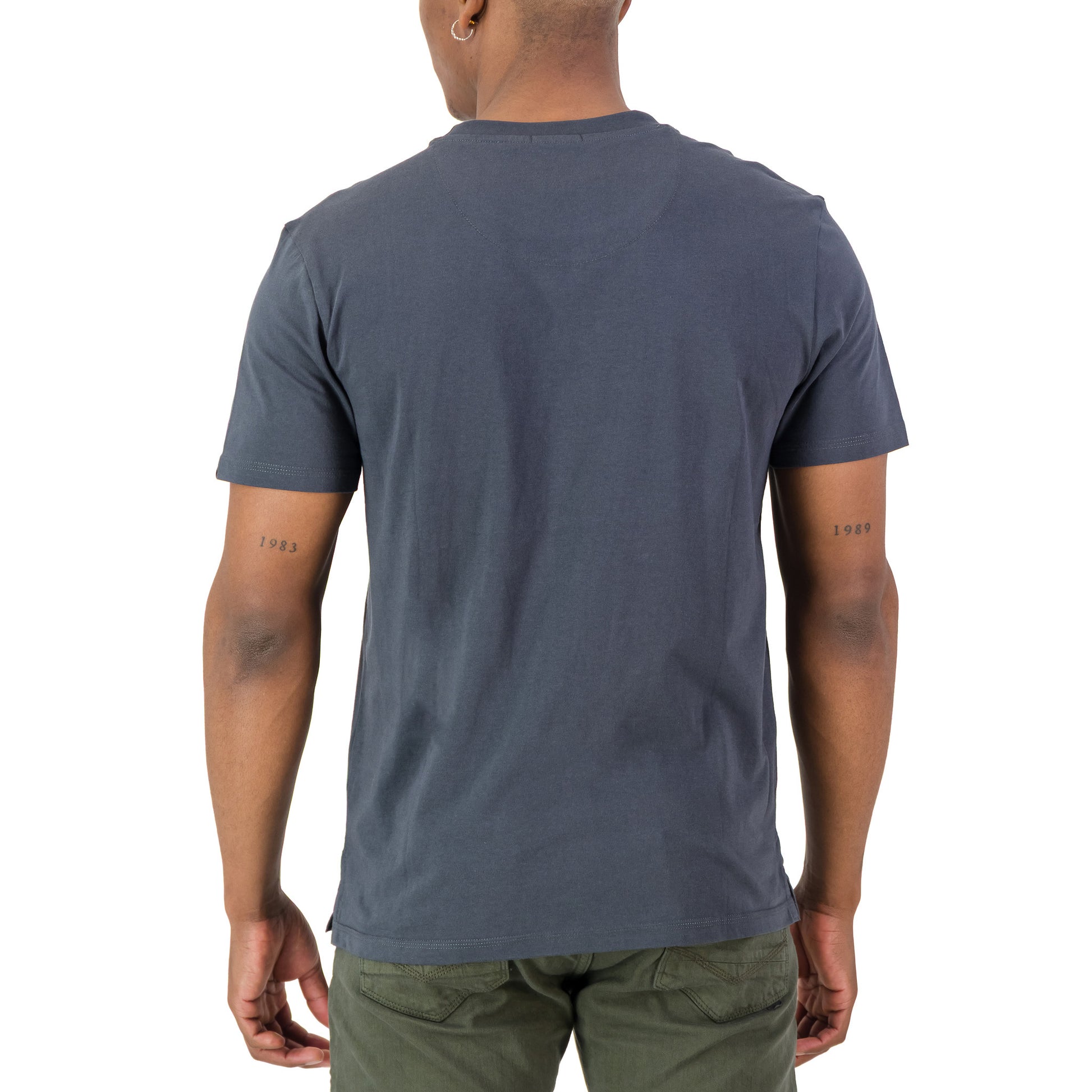 Rhett Tee - Charcoal back view showcasing its slimline fit and garment wash finish.