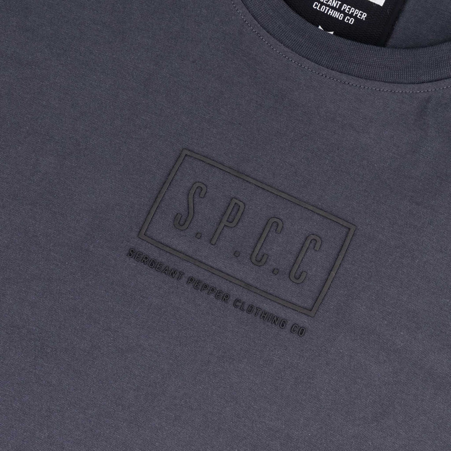 Rhett Tee - Charcoal featuring S.P.C.C. logo on a noble charcoal fabric