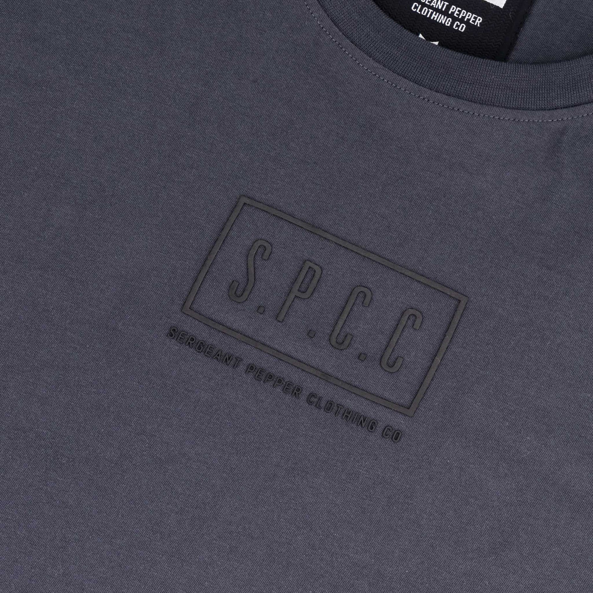 Rhett Tee - Charcoal featuring S.P.C.C. logo on a noble charcoal fabric