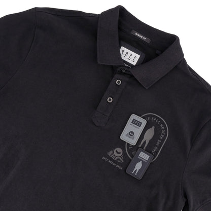 Recon Escalade Golfer  - Black polo shirt featuring SPCC badge and print detail.