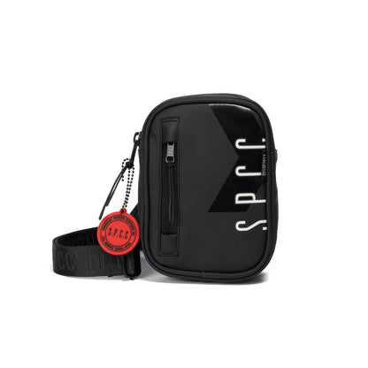 Surge Atlas Hip Bag - Black with adjustable strap and SPCC print for urban explorers.