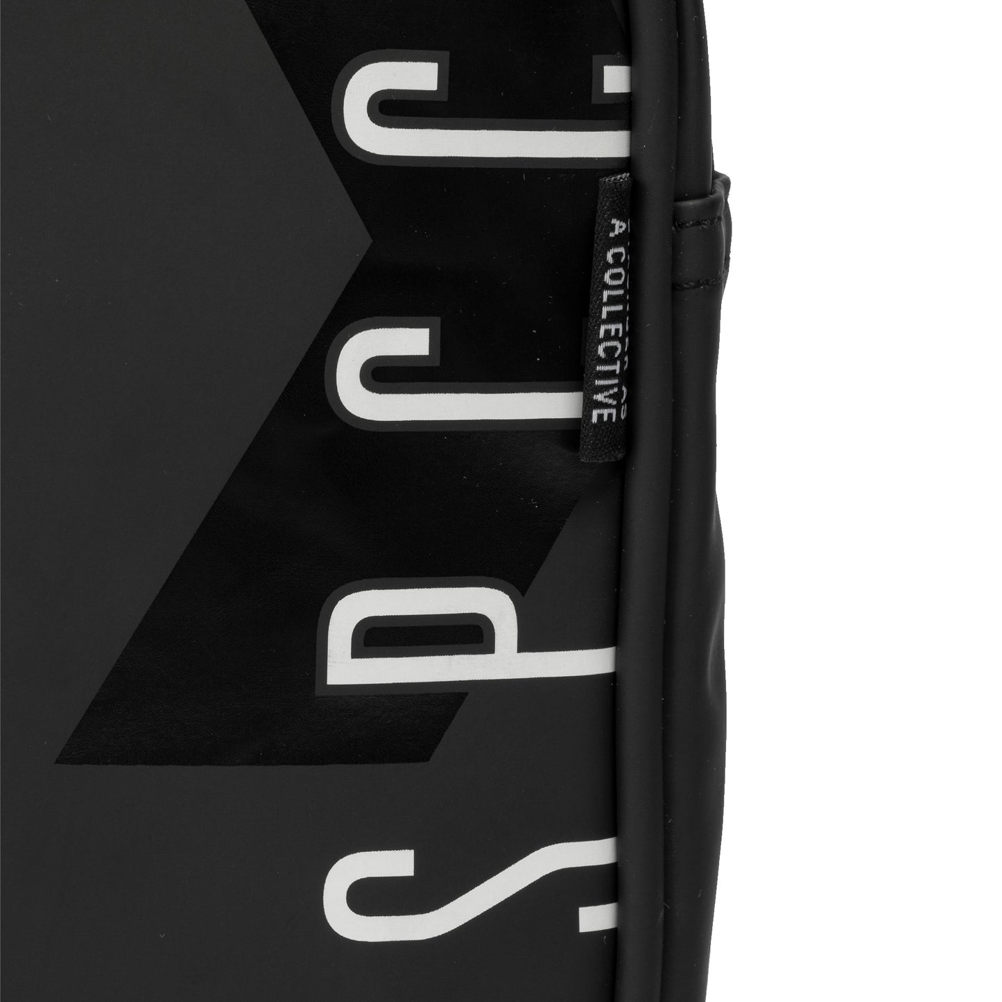 Surge Atlas Hip Bag - Black featuring large SPCC print and a Collective tag on durable technical fabric.