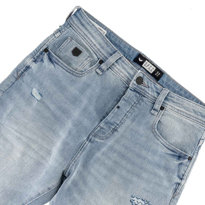 Typhoon Jeans - Bleach in a heavy bleach wash with tactical detailing and slanted side pockets.