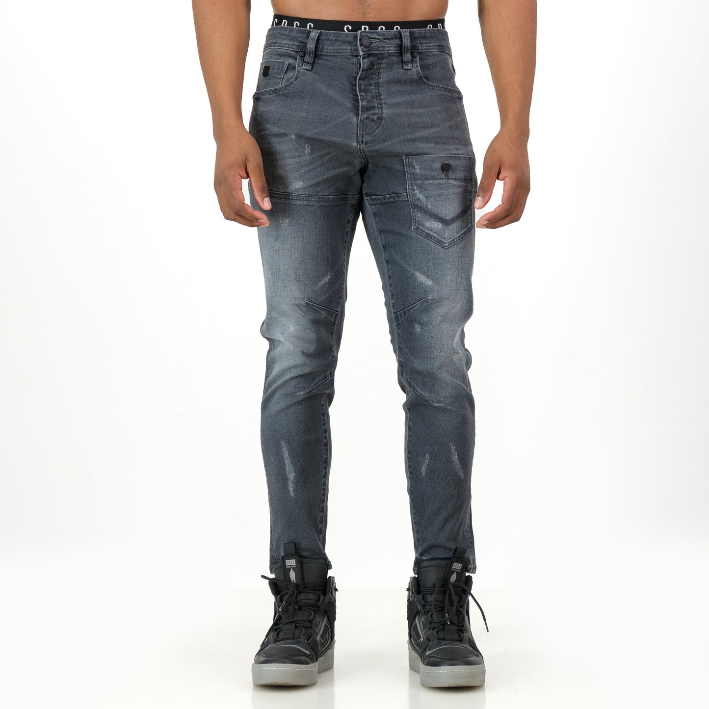 Distortion Jeans  - Washed Black