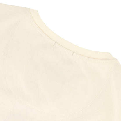 Romain Tee - Off White back neckline detail showcasing soft-touch fabric and ribbed cuff.