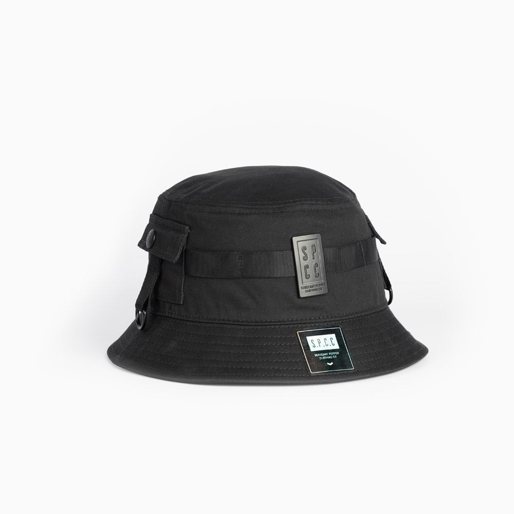 Parreno Bucket Hat  - Charcoal, robust twill, SPCC badge, urban style, patch pockets, durable and comfortable.